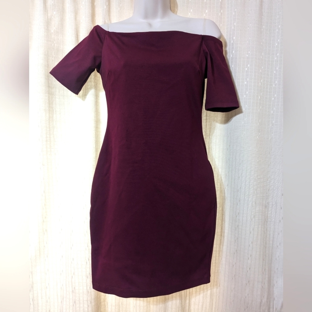 Cefian Fashion Midi Dress burgundy women size medium